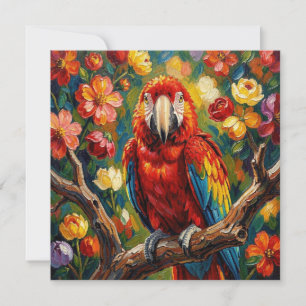Tarjeta Loro Guacamayo Pretty Impasto En Blanco