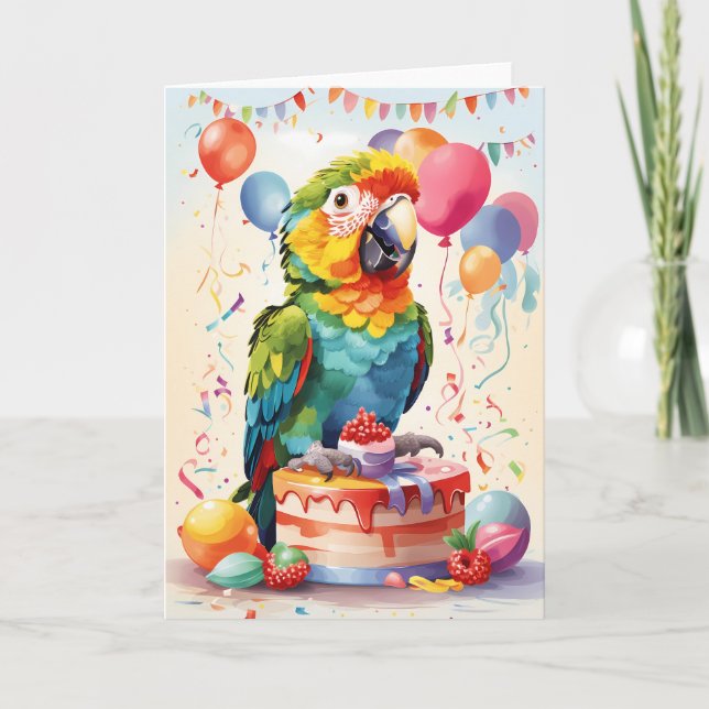 Tarjeta Loro lindo en la celebración de la tarta! | Tarjet (Anverso)