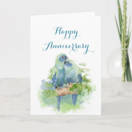 Tarjeta Loros Acuarela Amor de Aniversario Cristiano