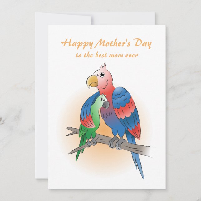 Tarjeta Loros Lindos Día de la Madre (Anverso)