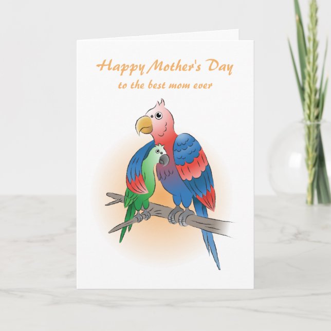 Tarjeta Loros Lindos Feliz Día de la Madre (Anverso)