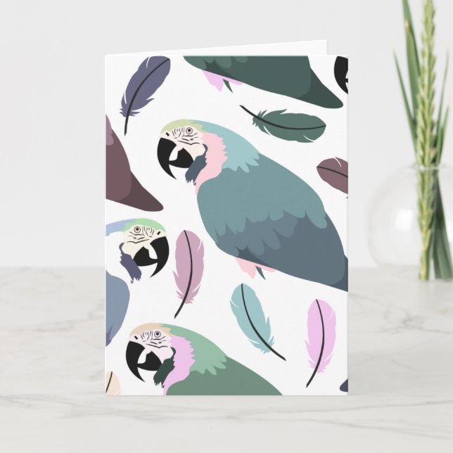 Tarjeta Loros Modernos Patrón Tropical (Anverso)