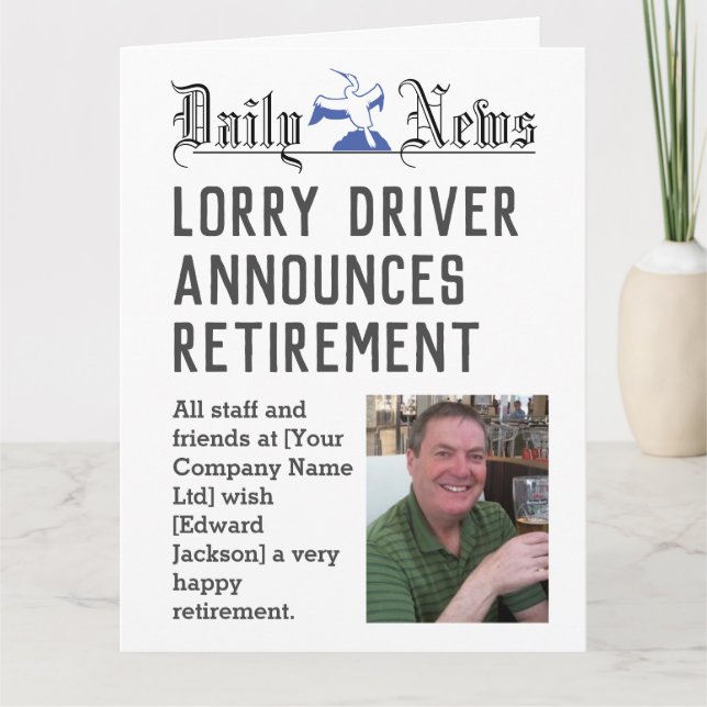 Tarjeta Lorry Driver Retirement Card to Personalise (Anverso)