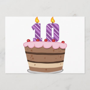 Tarjeta Los 10 años en el pastel de cumpleaños