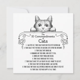 Tarjeta Los 10 mandamientos de gatos divertidos