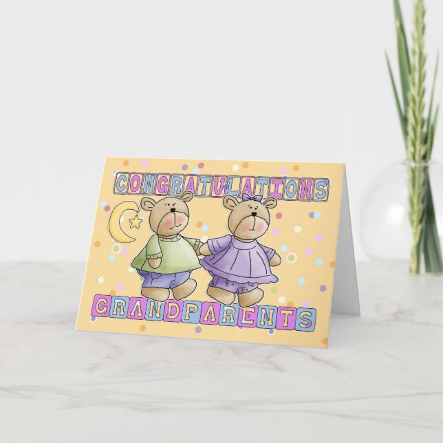 Tarjeta Los abuelos al recién nacido hermanan enhorabuena (Anverso)