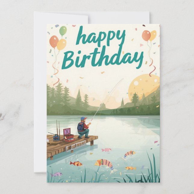 Tarjeta Los amantes de la pesca pescan en su cumpleaños (Anverso)