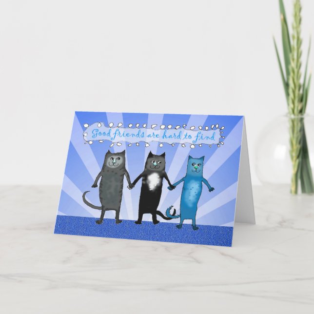 Tarjeta Los amigos del gato, los buenos amigos son duros (Anverso)