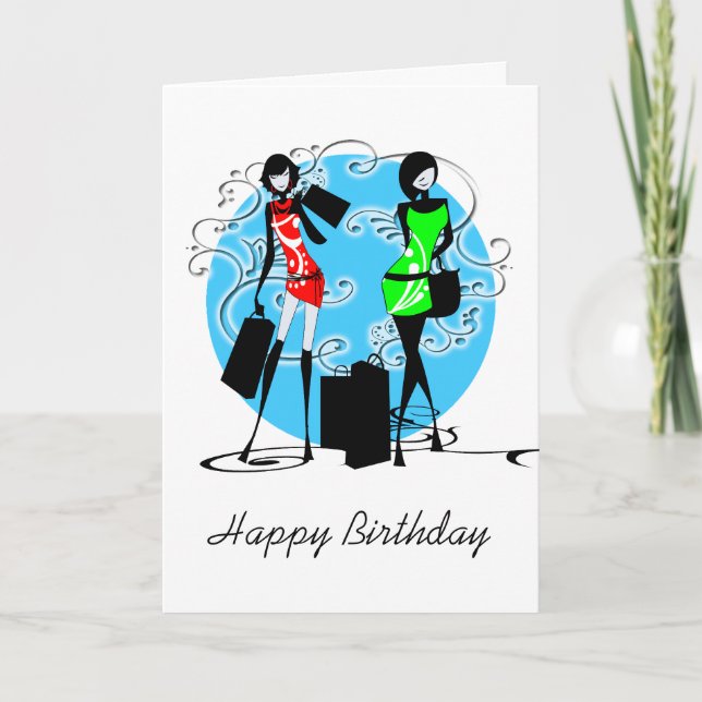 Tarjeta Los amigos femeninos de la moda del cumpleaños de (Anverso)