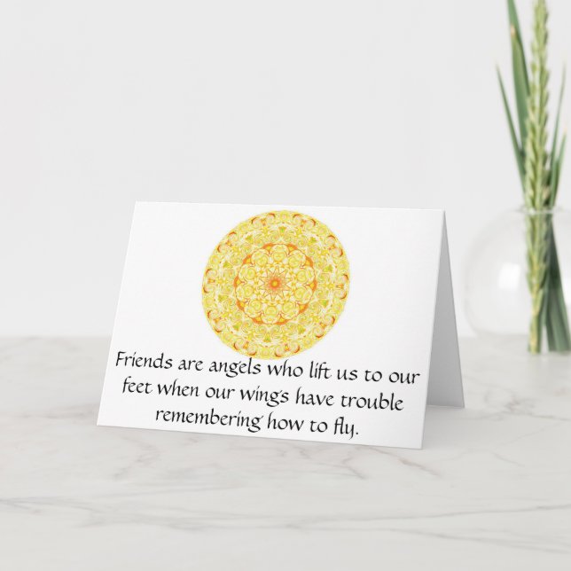 Tarjeta Los amigos son los ángeles que nos levantan a (Anverso)