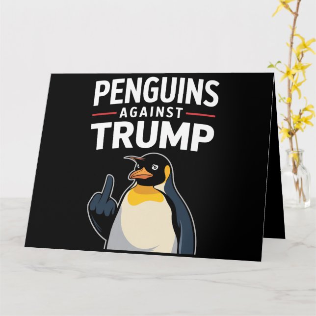 Tarjeta Los avispones de pingüino resisten a los pingüinos (flor amarilla)