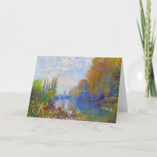 Tarjeta Los bancos del Sena en otoño arte Claude Monet