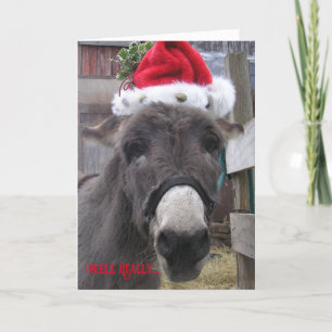 Tarjeta "¡Los burros hacen grandes Papás Noel!"