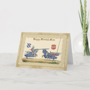 Tarjeta Los Caballeros Medievales Son Jousting en plena ne