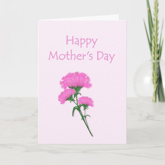 Tarjeta Los claveles rosados de la madre feliz (Anverso)