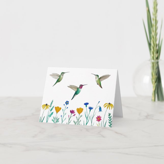 Tarjeta Los colibríes y las flores silvestres de Anna (Anverso)
