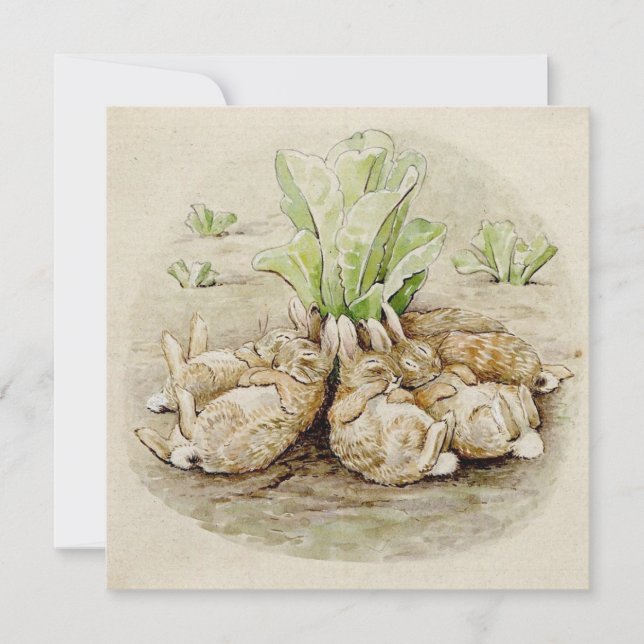 Tarjeta Los conejitos flopsy dormidos (por Beatrix Potter) (Anverso)