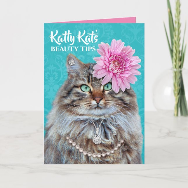 Tarjeta Los consejos de belleza del cumpleaños de Katty Ka (Anverso)