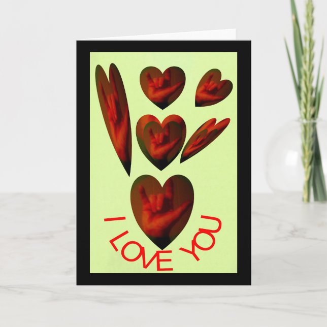 Tarjeta Los corazones de ASL hablan te amo (Anverso)