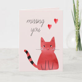 Tarjeta Los corazones de gato rosado de Rubor te extrañan