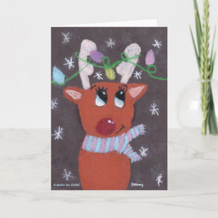 Tarjeta Los Cuernecillos Brillantes de Rudolph - KidsArt p