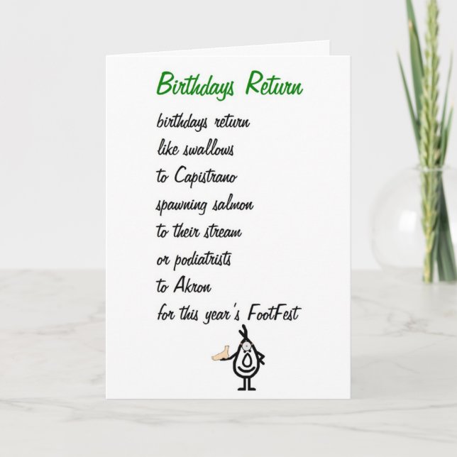 Tarjeta Los cumpleaños vuelven - un poema divertido del (Anverso)