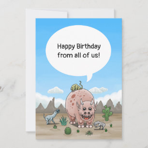 Tarjeta Los deseos de cumpleaños de los dinosaurios de fan