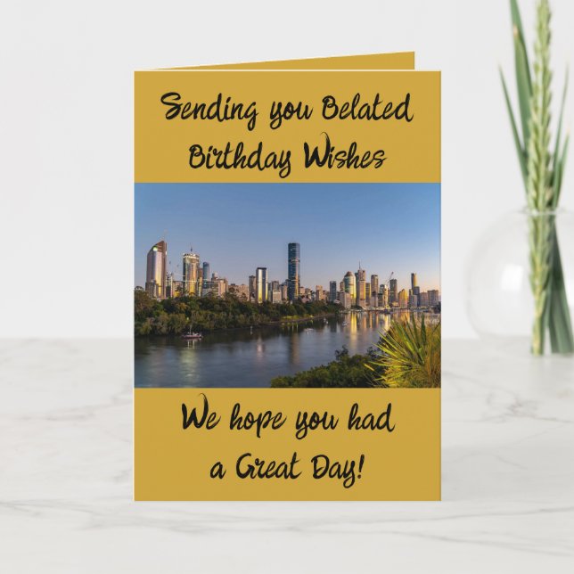 Tarjeta Los deseos de cumpleaños retrasados agregan oro de (Anverso)