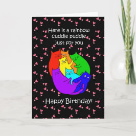 Tarjeta Los gatos arcoiris adornan Puddle Funny Feliz cump