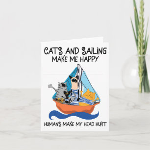 Tarjeta Los gatos navegando me hacen feliz navegar en barc