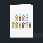 Tarjeta Los gatos personalizados siguen siendo un fuerte e<br><div class="desc">Dos filas de gatos personalizados sosteniendo cartas azul pastel con letras en las que se deletrea "Mantente fuerte".</div>