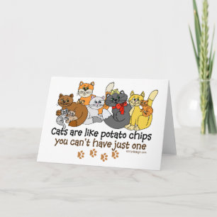 Tarjeta Los gatos son como papas fritas