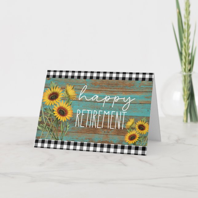 Tarjeta Los girasoles rusos felices jubilaciones (Anverso)