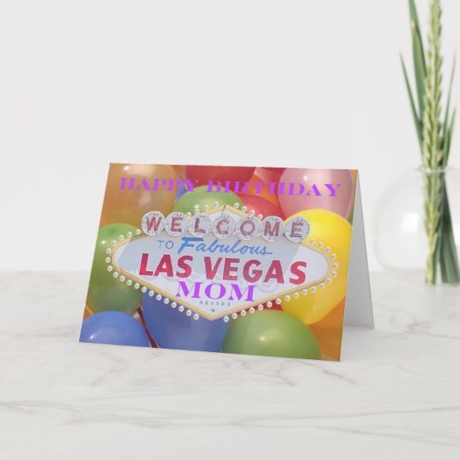 Tarjeta ¡Los globos de Las Vegas! Feliz cumpleaños a MOM C (Anverso)
