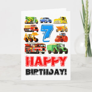 Tarjeta Los grandes camiones de niños 7 cumpleaños