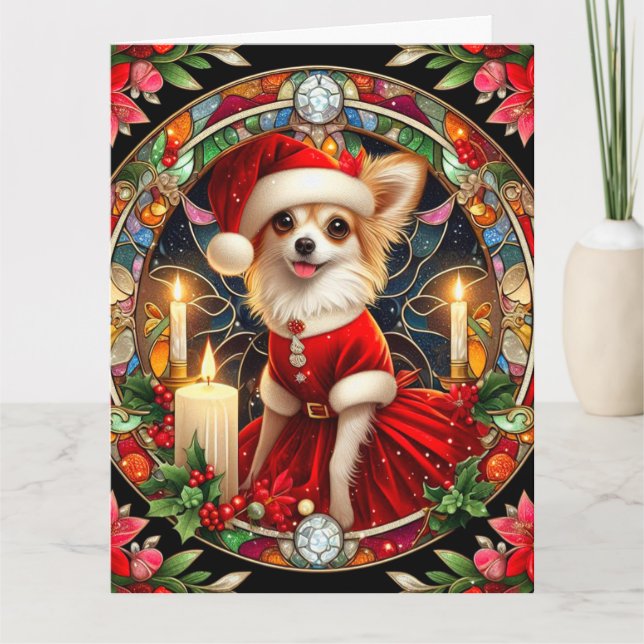 Tarjeta Los grandes Navidades cargan a Chihuahua con vesti (Anverso)