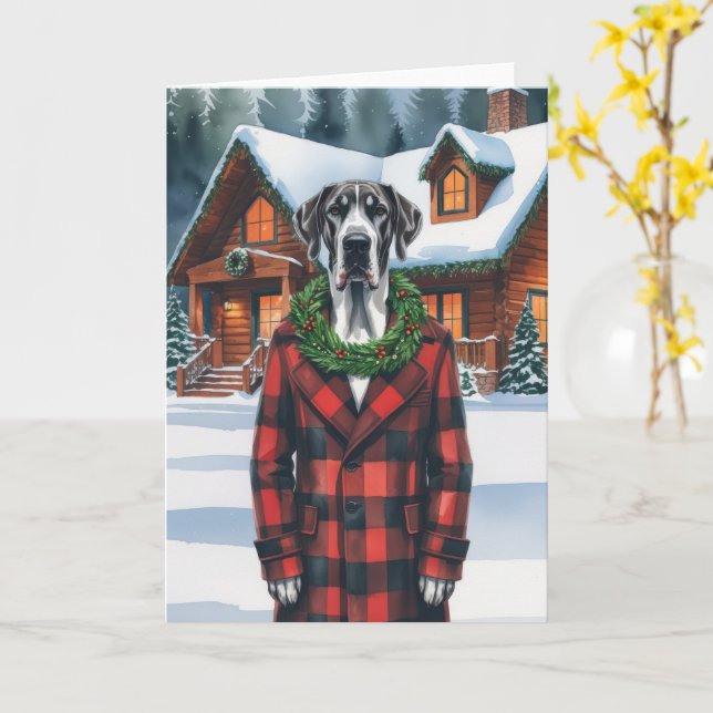 Tarjeta Los grandes Navidades del perro danés saludan (flor amarilla)