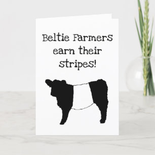 Tarjeta Los granjeros de Beltie ganan sus rayas - feliz