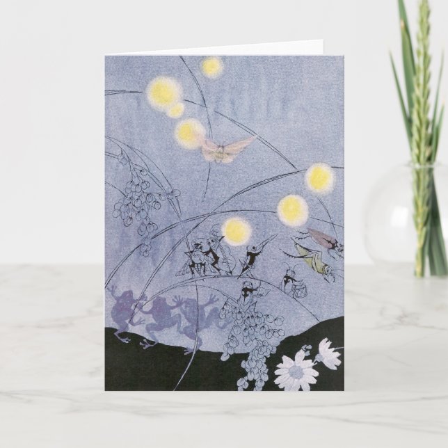 Tarjeta Los grillos y las ranas hacen música de la noche (Anverso)