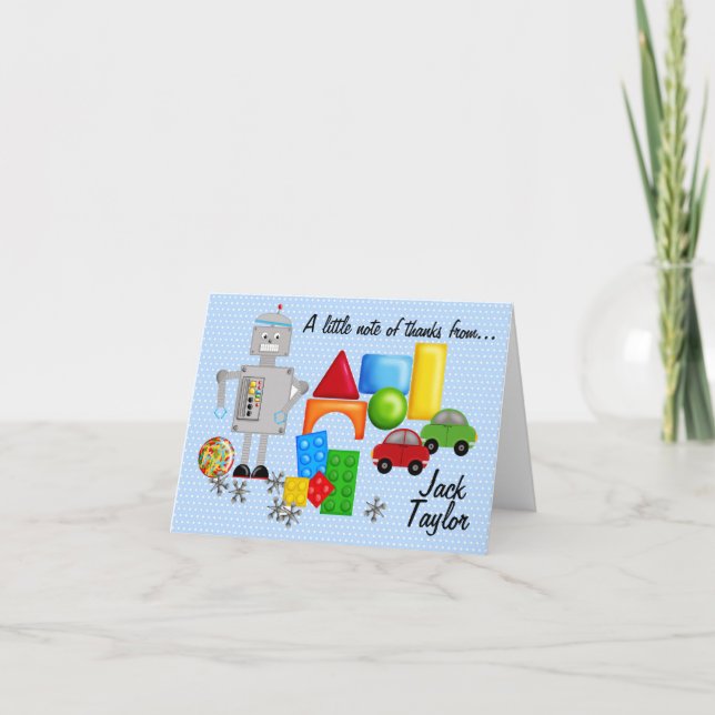 Tarjeta Los juguetes Notecards de un muchacho (Anverso)