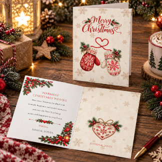 Tarjeta Los más cálidos deseos de Navidad Mitones Escandin