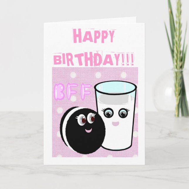 Tarjeta Los mejores amigos de Kawaii para siempre leche y  (Anverso)