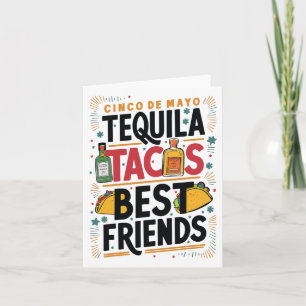 Tarjeta Los mejores amigos de Tequila Tacos bebiendo Cinco