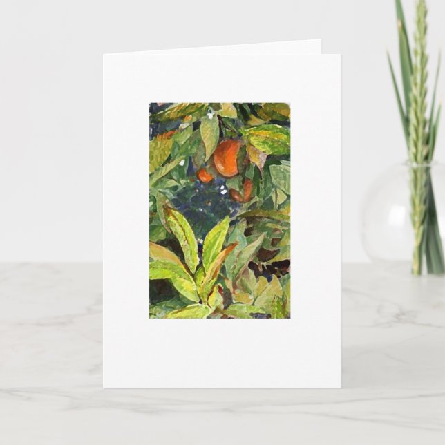 Tarjeta Los naranjas en el árbol dibujan a lápiz (Anverso)