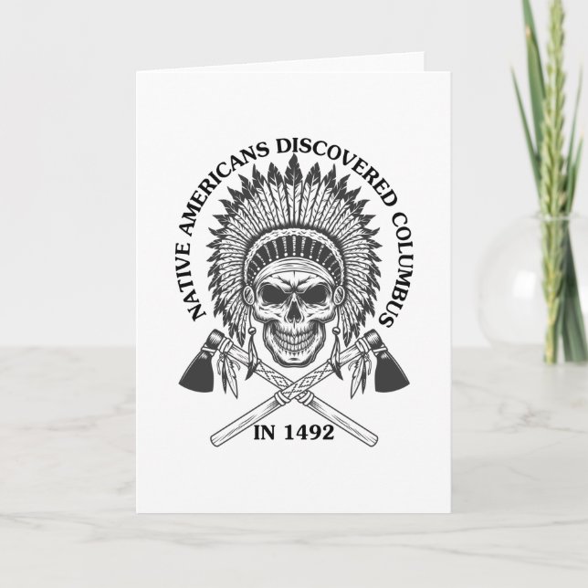 Tarjeta Los nativos estadounidenses descubrieron Colón en  (Anverso)