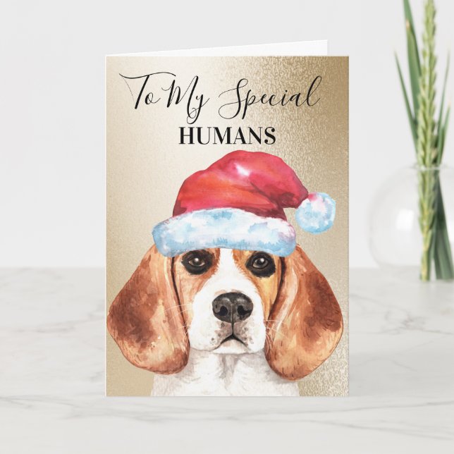 Tarjeta Los Navidades beagles desean que los humanos sean  (Anverso)