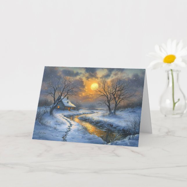 Tarjeta Los Navidades brillantes del invierno (Planta pequeña)