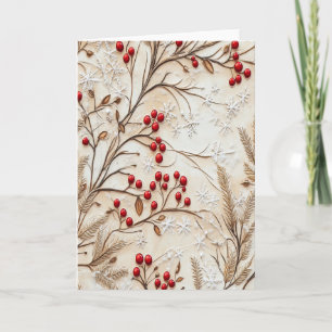 Tarjeta Los Navidades clásicos Berries y Snowflakes