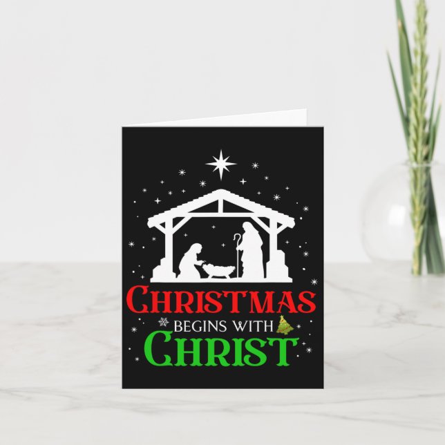 Tarjeta Los navidades comienzan con Cristo Cristiano Relig (Anverso)