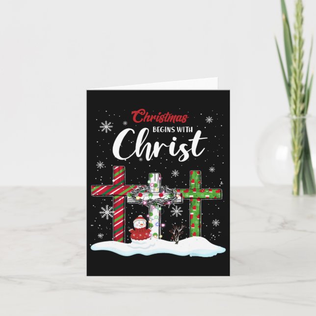 Tarjeta Los navidades comienzan con el Cristo de los hombr (Anverso)